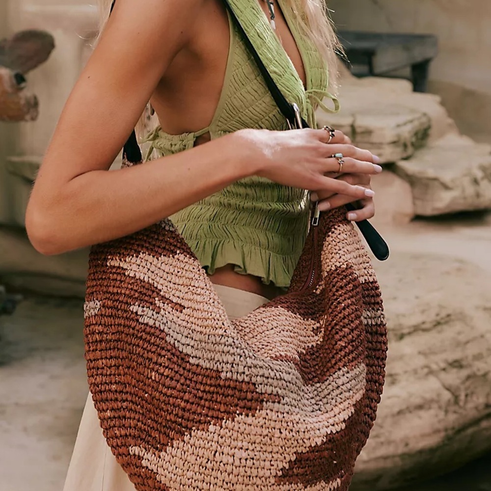 FREE PEOPLE Santorini Straw Tote Bag